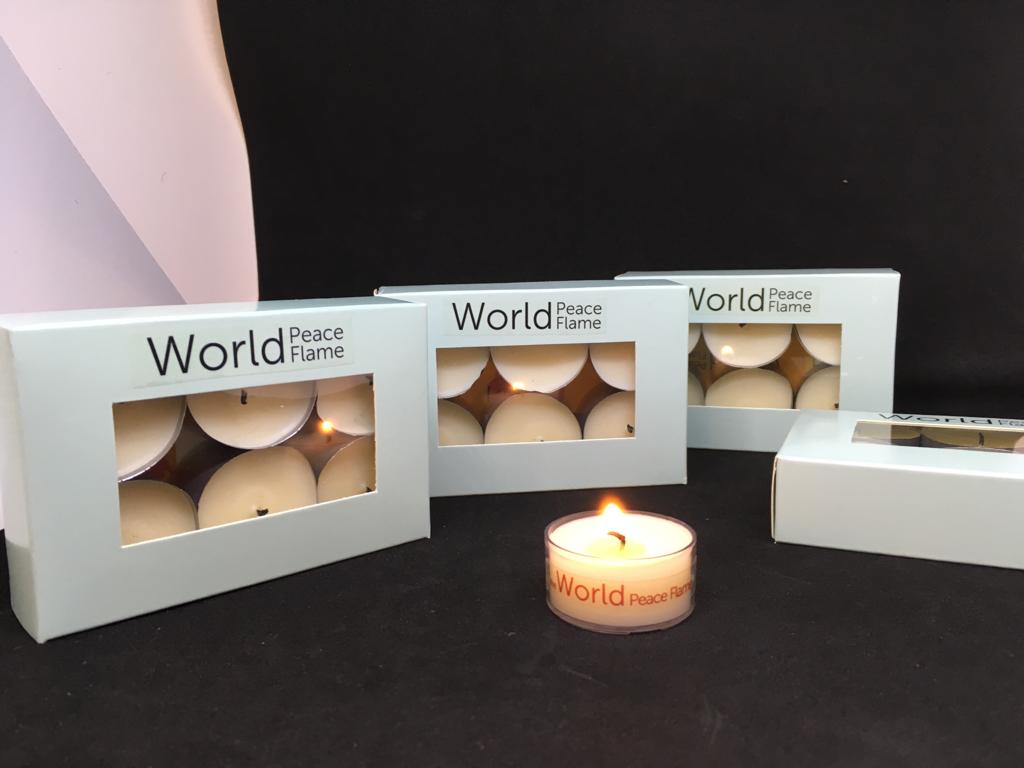 tealight candle, world peace flame, set of six